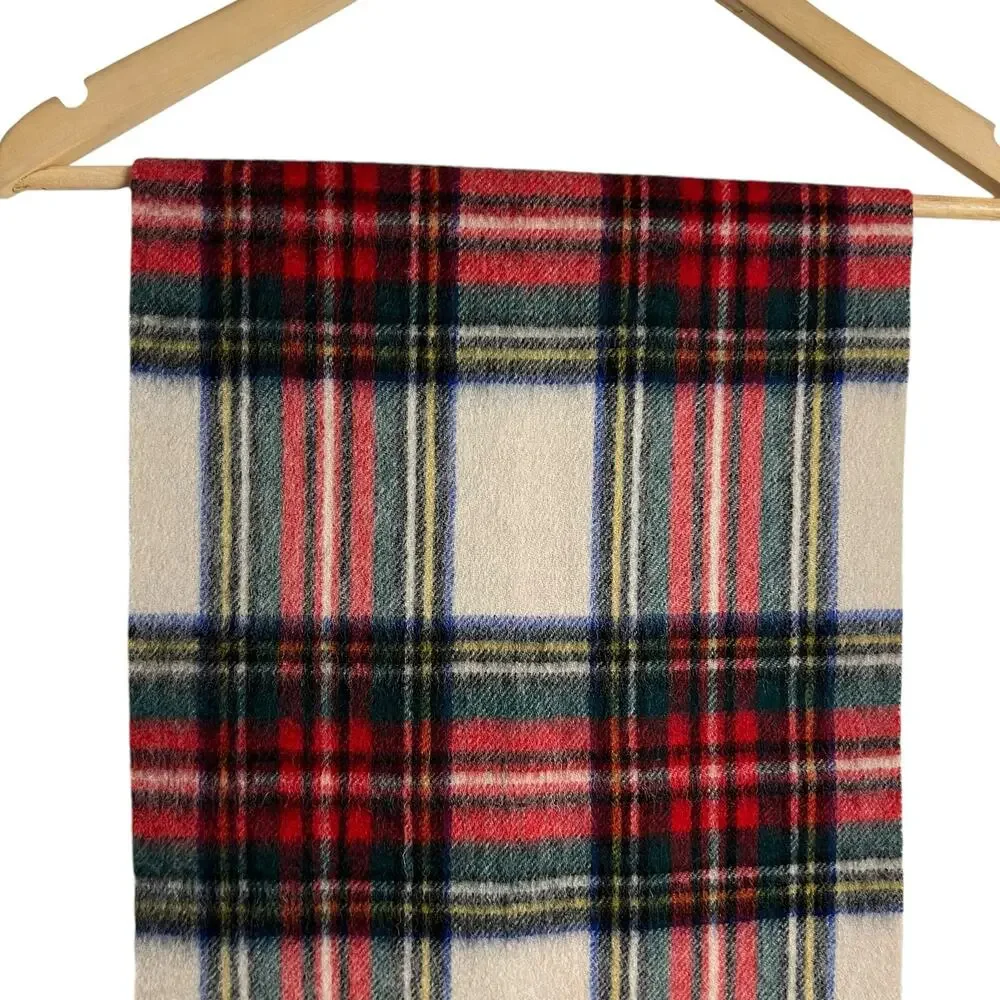 The Skye Croft Collection Long Lambswool Tartan Check Plaid Fringed Scarf